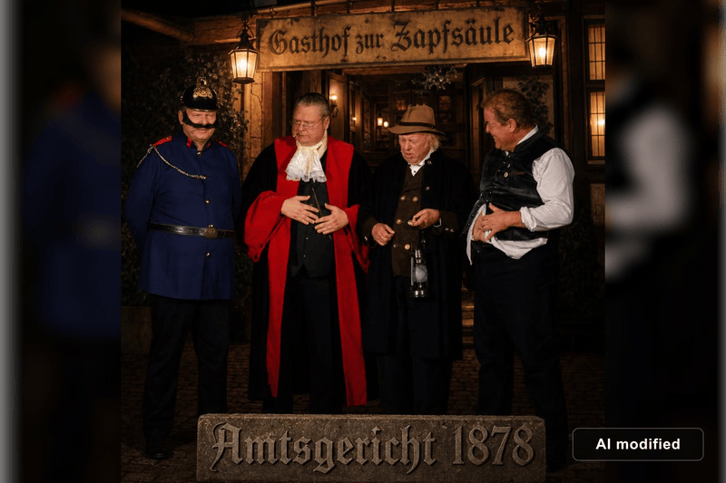 Szenenbild aus dem Krimidinner „Amtsgericht 1878 – Die Haberfeldtreiber“
